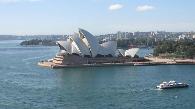 view from the Sydney Bridge of the iconic Opera House